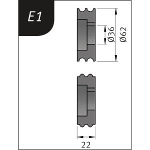 Rolki gnące Ø 62 x 26 x 22 mm do giętarki SBM 140-12 i 140-12 E Metallkraft typ E1